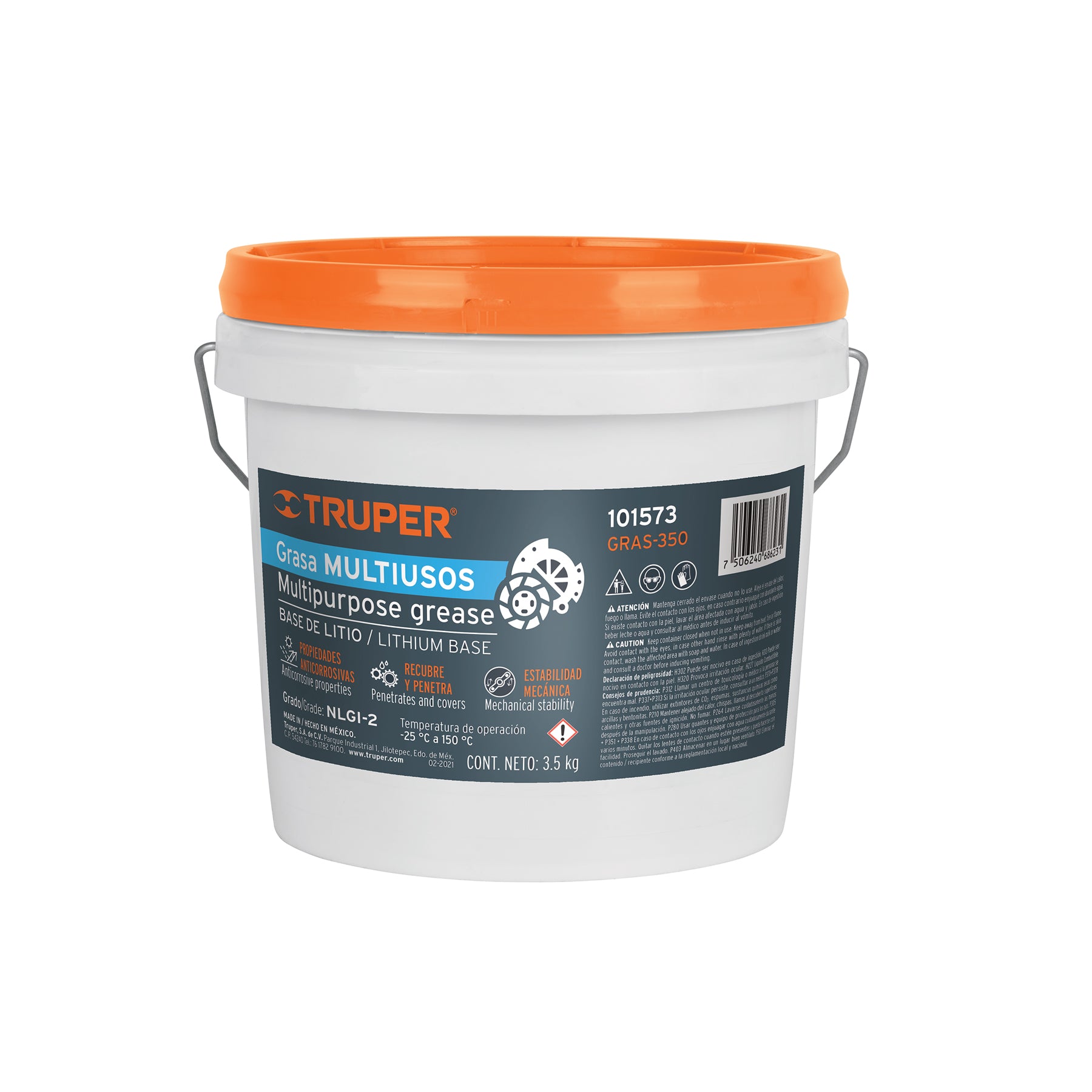 Grasa lubricante multiusos, base litio, 3.5 kg, TRUPER