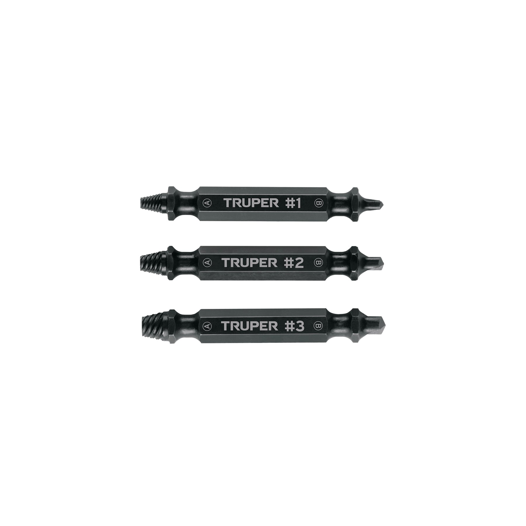 Blíster con 3 puntas extractoras de tornillos, TRUPER