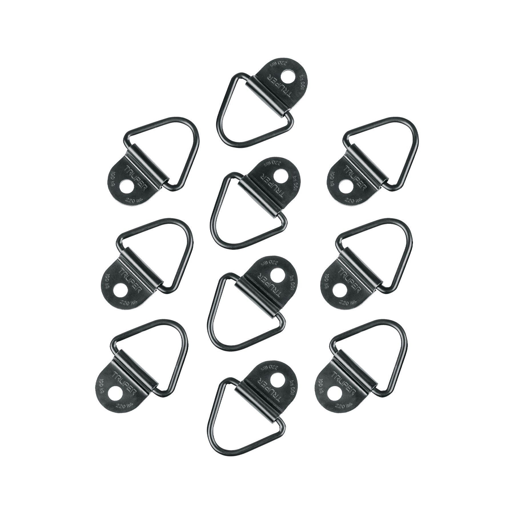 10 anclajes para amarre de carga, anillo en 'V' espesor 1/4'