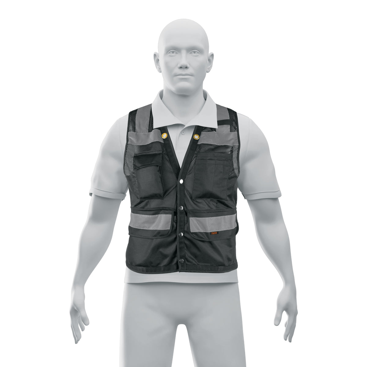 Chaleco seguridad reforzado negro con bolsas, M, EXPERT