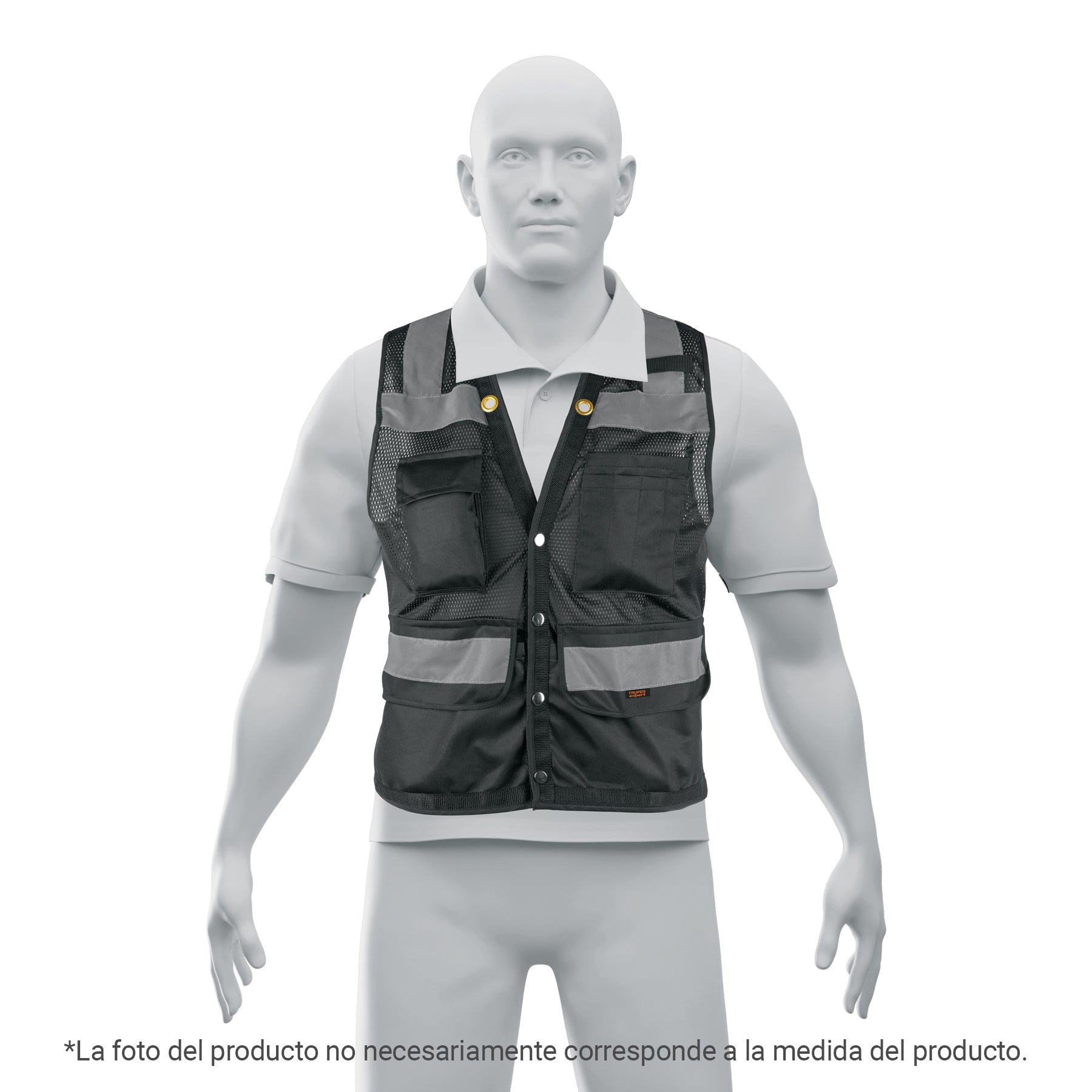 Chaleco seguridad reforzado negro con bolsas, G, EXPERT