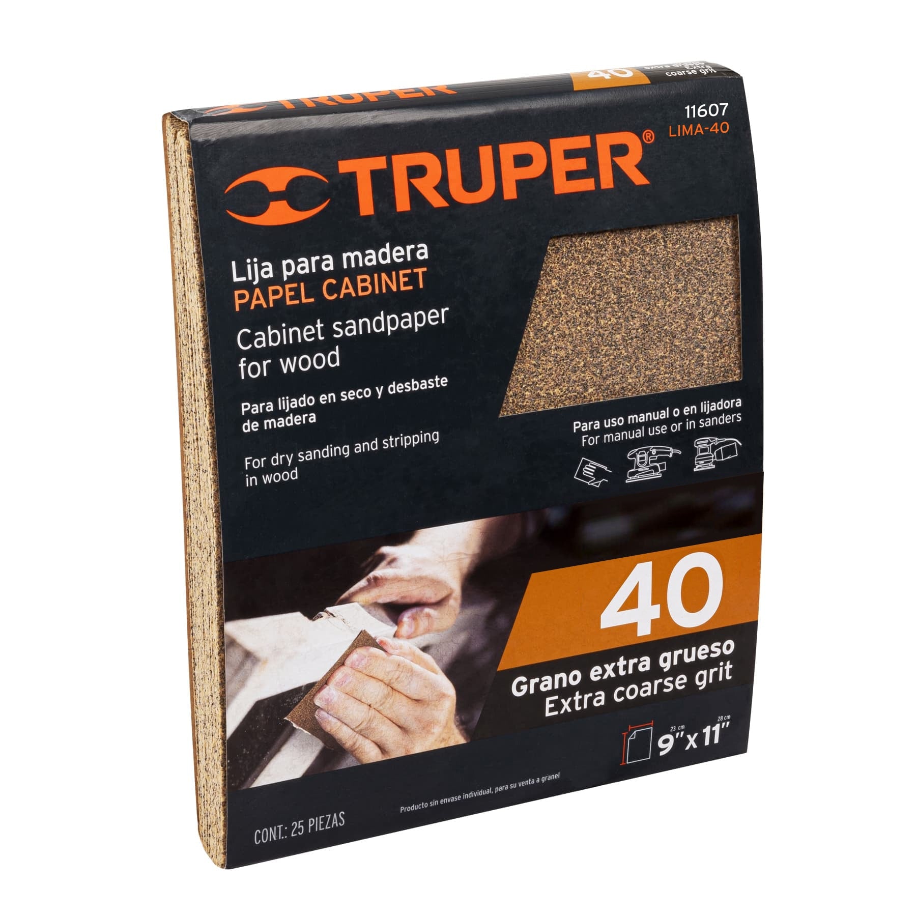 Lija para madera papel cabinet, grano 40, TRUPER