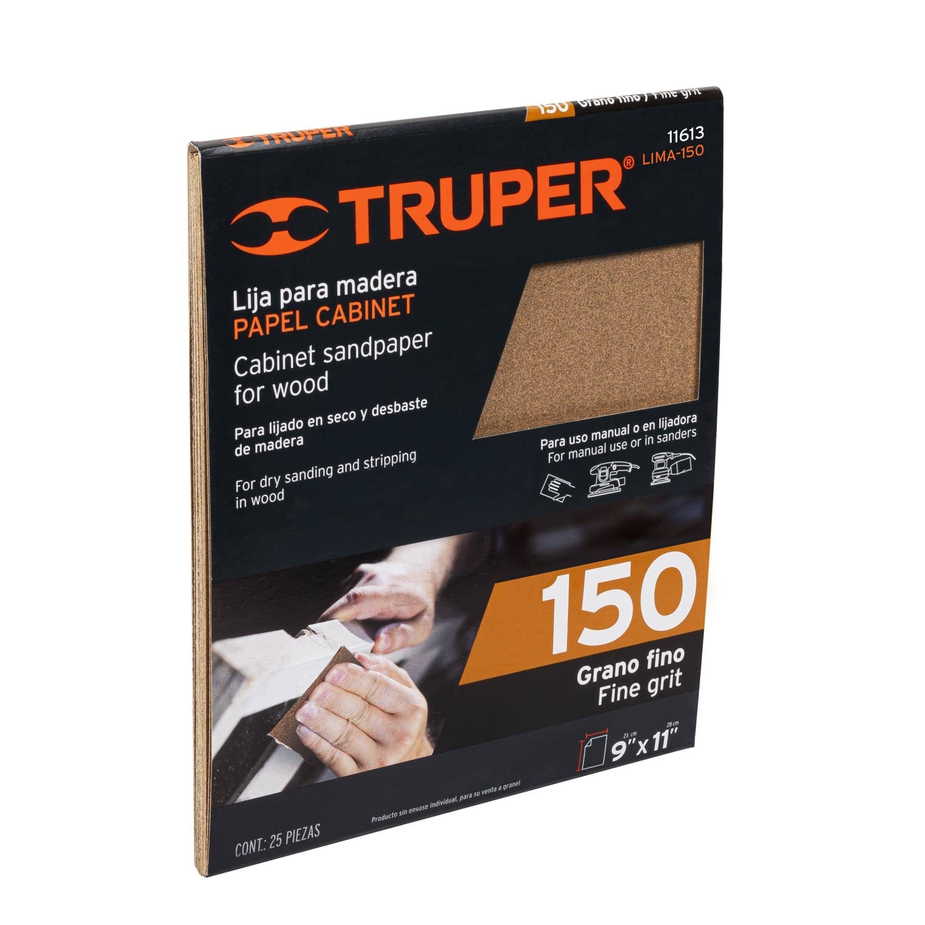 Lija para madera papel cabinet, grano 150, TRUPER