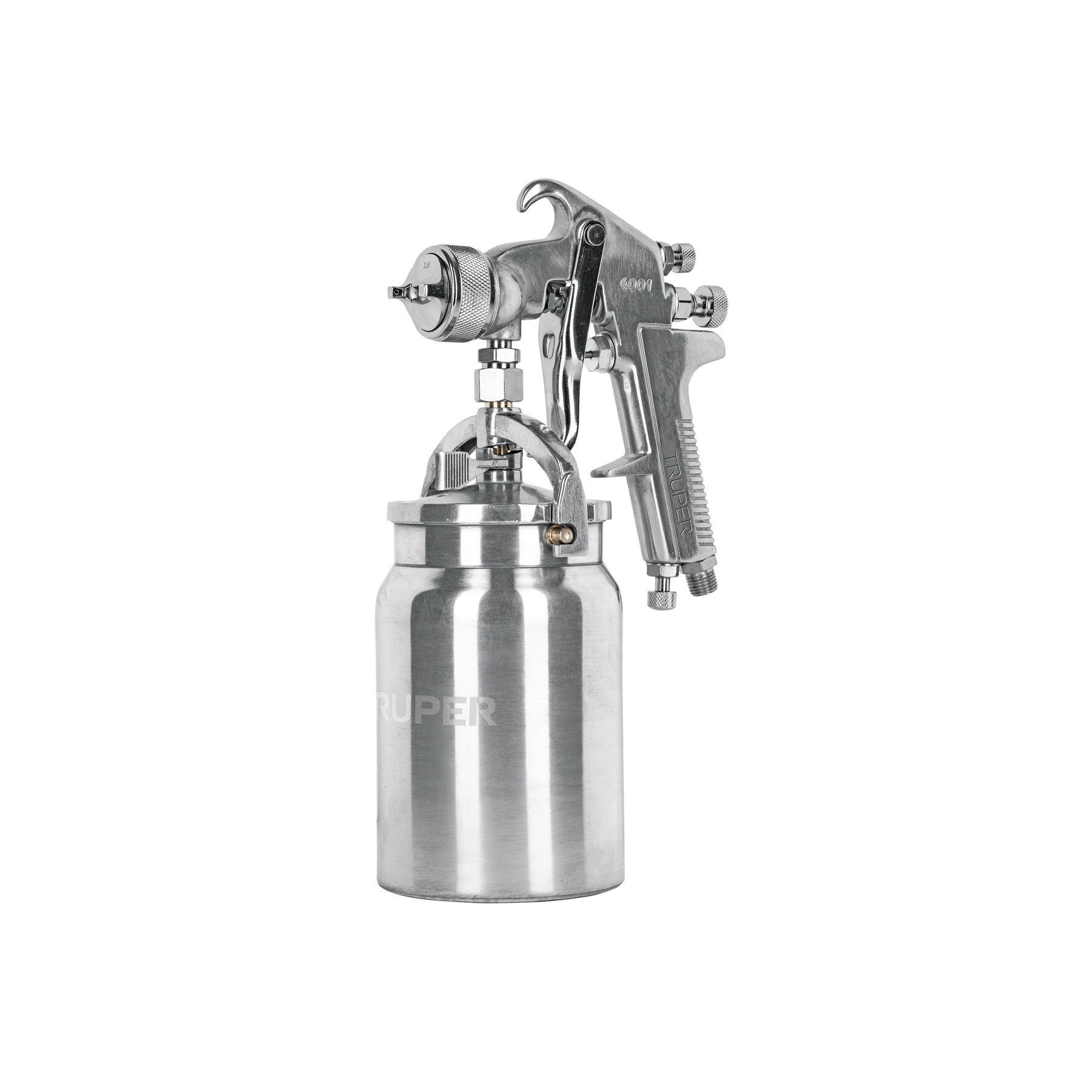 Pistola p/pintar succión HVHP vaso alum, 1.8mm, 3 vál TRUPER
