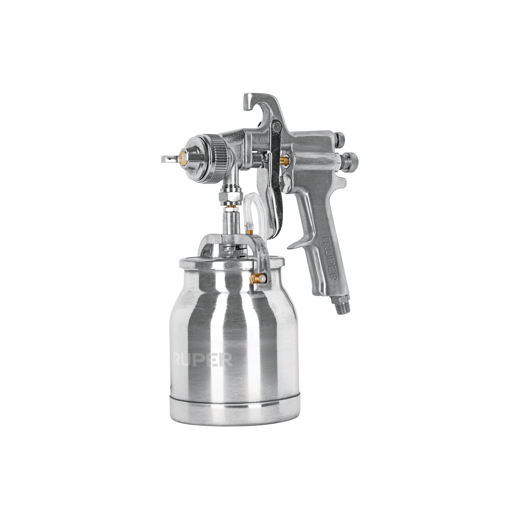 Pistola p/pintar succión HVHP vaso alum, 1.8mm, 2 vál TRUPER