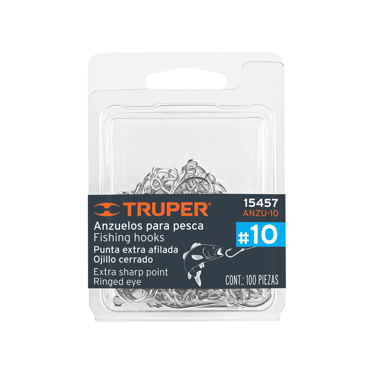 Blíster con 100 anzuelos para pesca # 10, TRUPER