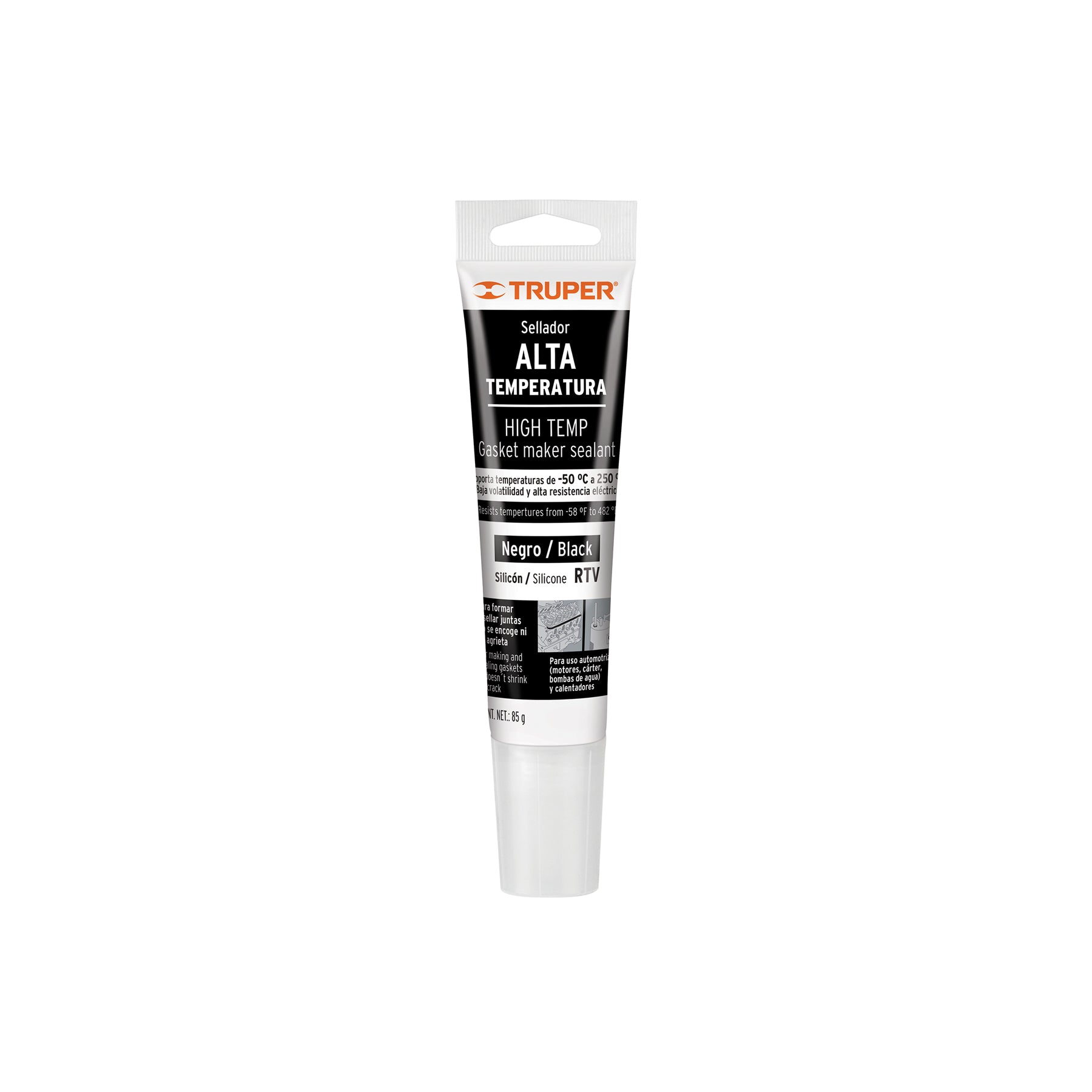 Sellador de silicón negro RTV para altas temperaturas, 85 g
