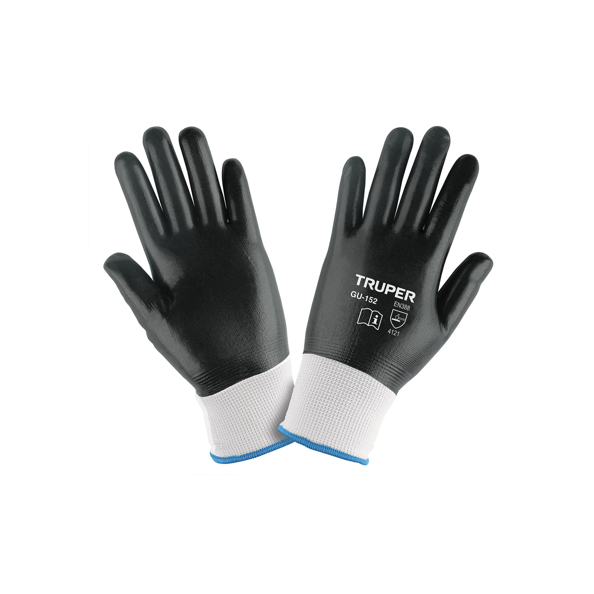 Guantes de poliéster recubiertos de nitrilo, M, TRUPER