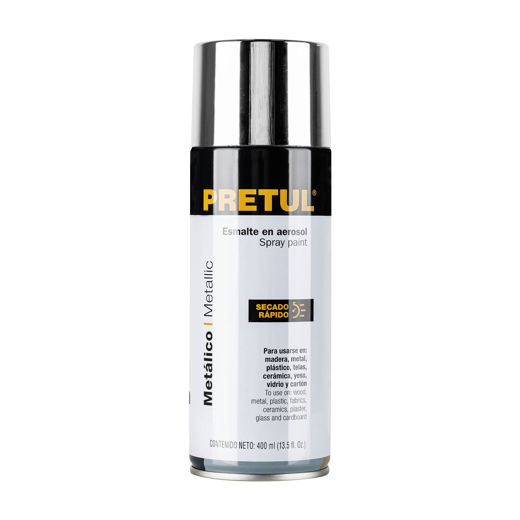 Pintura en aerosol metálica, cromo, 400 ml, PRETUL