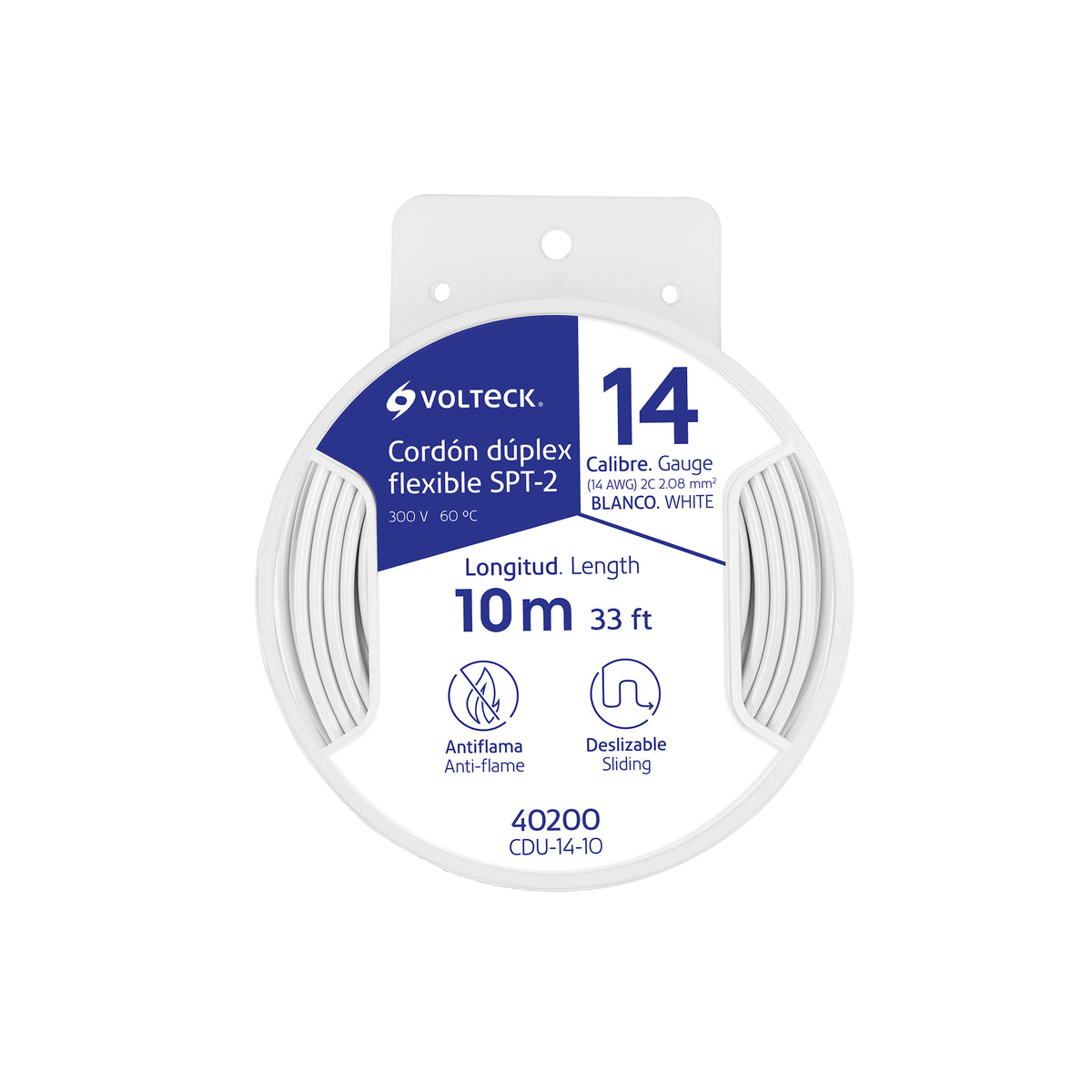 Carrete con 10 m cordón dúplex flexible SPT 14 AWG, VOLTECK