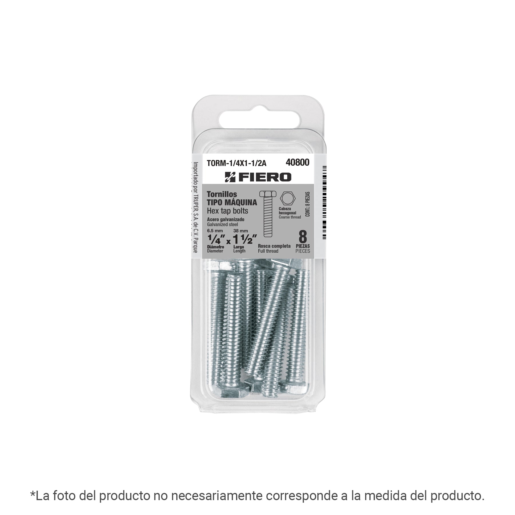 Blíster con 5 tornillos 5/16' x 1-1/2' tipo máquina, FIERO