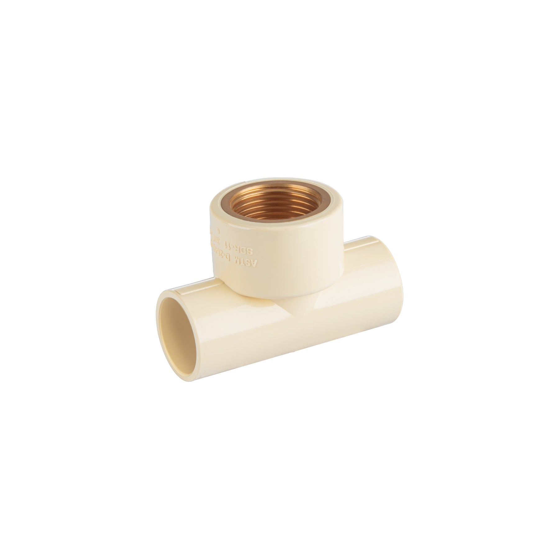 Tee de CPVC 3/4' rosca central hembra inserto latón, FOSET