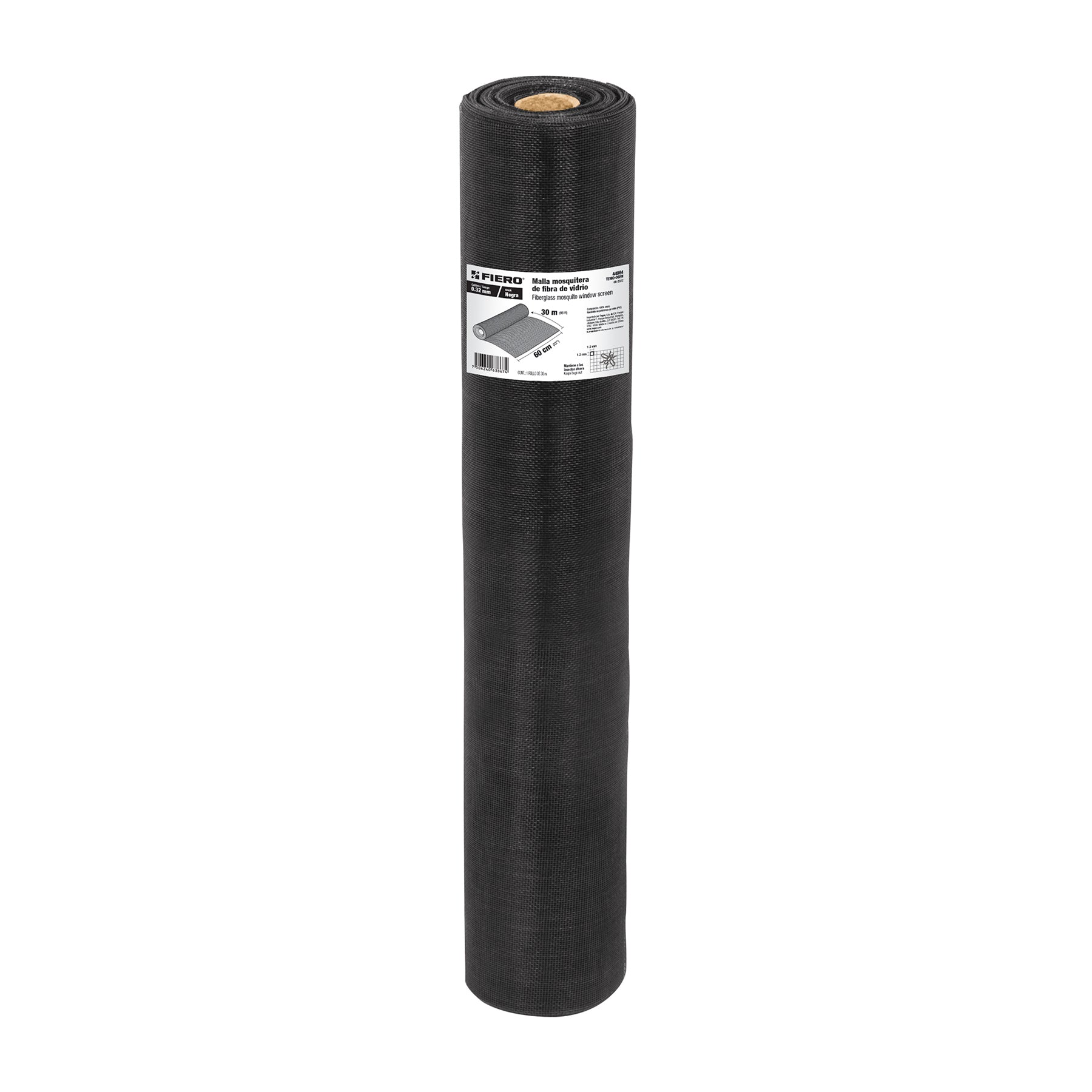 Rollo de 30 m x 0.6 m malla mosquitera fibra de vidrio negra