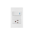 Placa armada 1 interruptor,1 contacto,1mod, Española, blanco