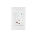 Placa armada 1 interruptor,1contacto,1.5mod,Española, blanco