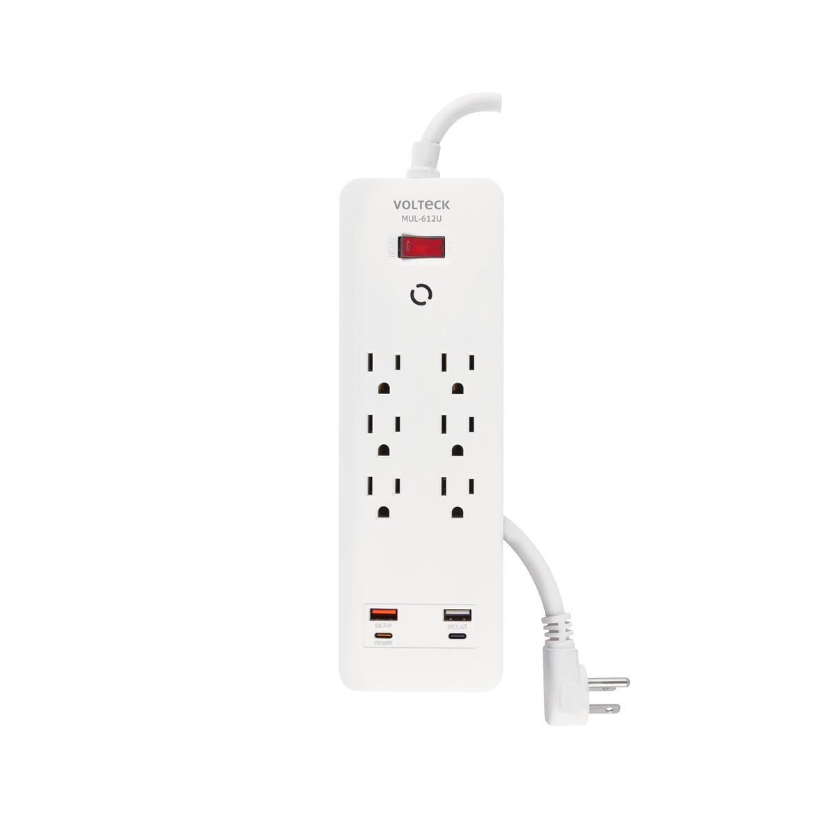 Multicontacto 6 entradas, 2 USB A 2 USB C, blanco, VOLTECK