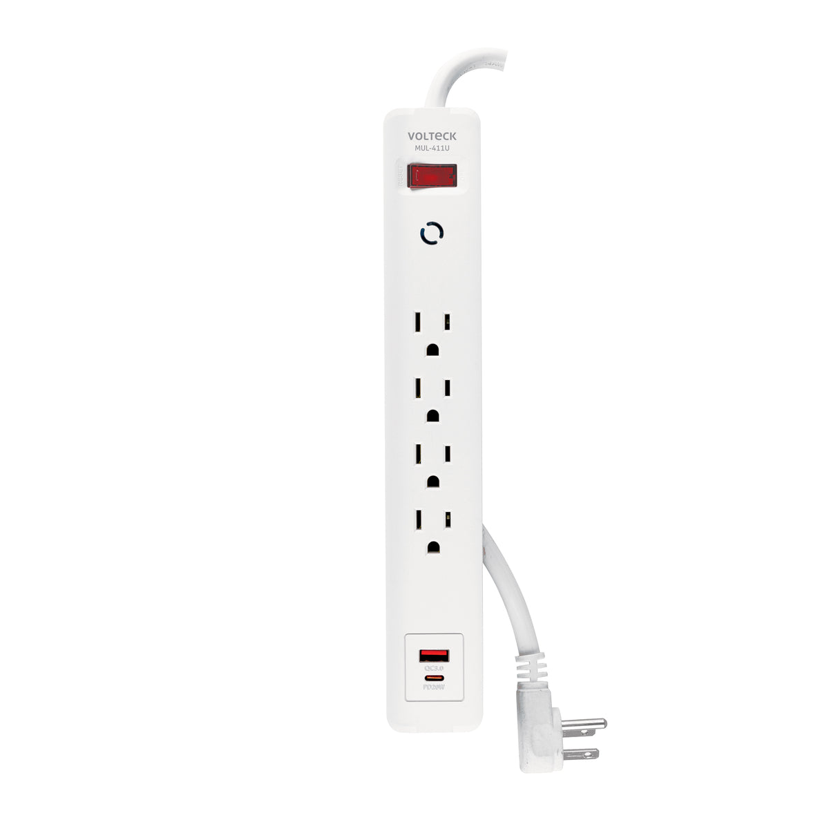 Multicontacto 4 entradas, 1 USB A 1 USB C, blanco, VOLTECK
