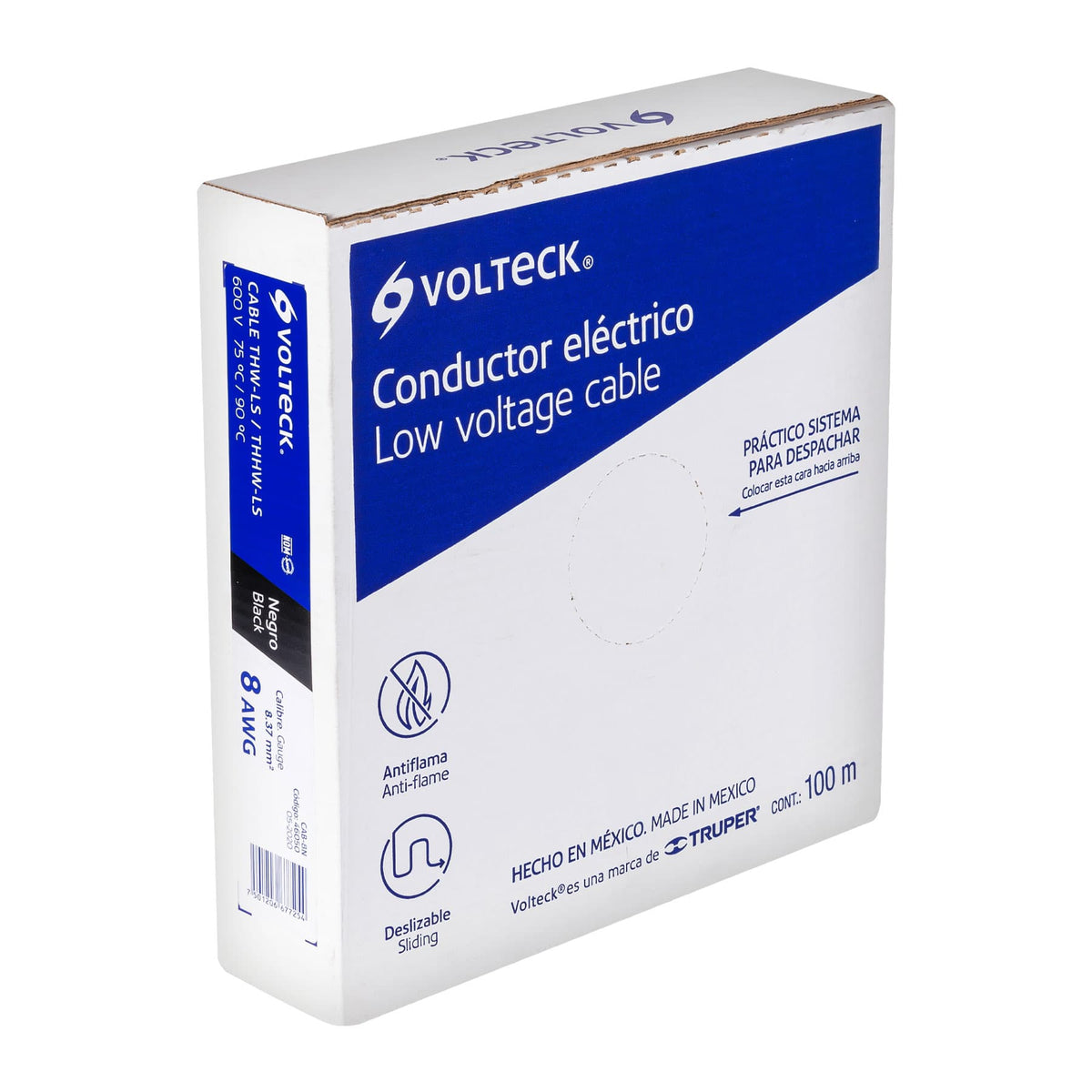 Rollo de 100 m de cable THHW-LS 8 AWG negro, VOLTECK