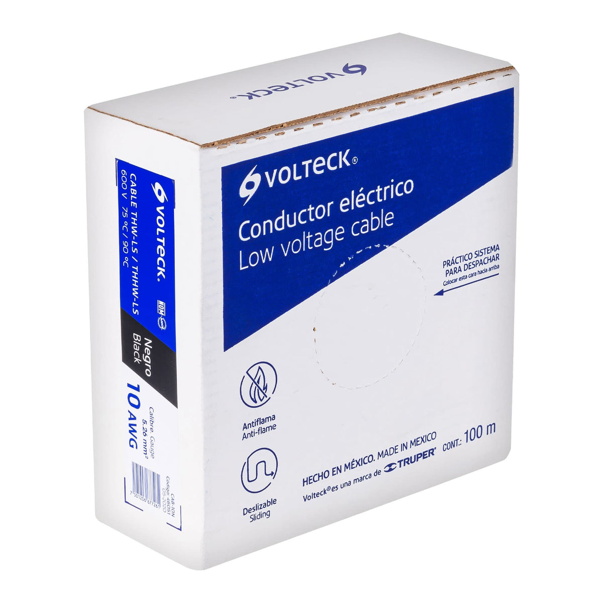 Rollo de 100 m de cable THHW-LS 10 AWG negro, VOLTECK