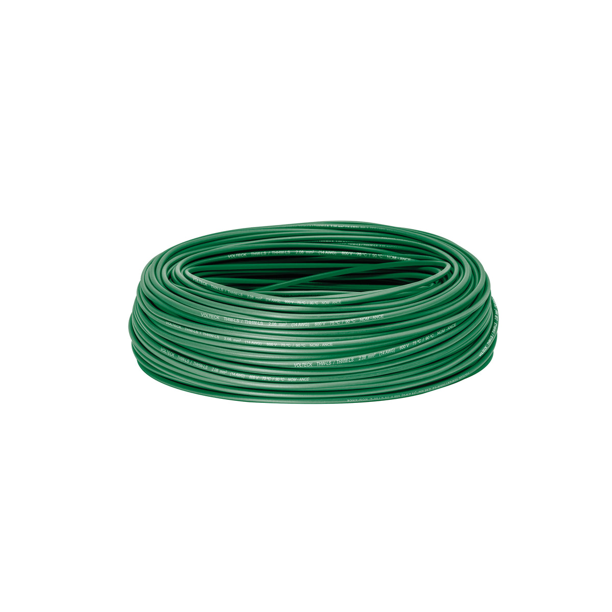 Rollo de 100 m de cable THHW-LS 14 AWG verde, VOLTECK