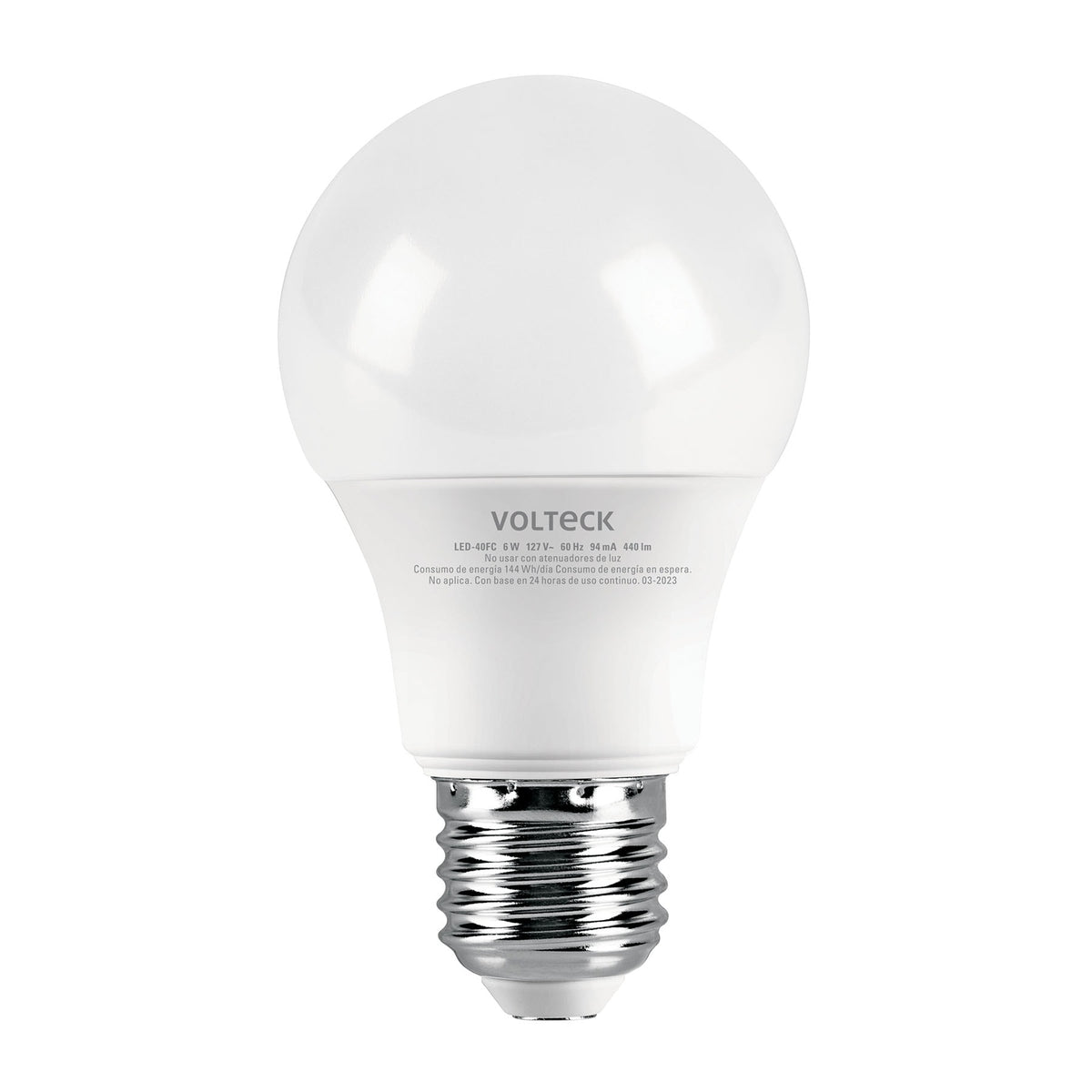 Foco LED 6W (40W) A19, 6500K blanca fría, 440 lm, caja