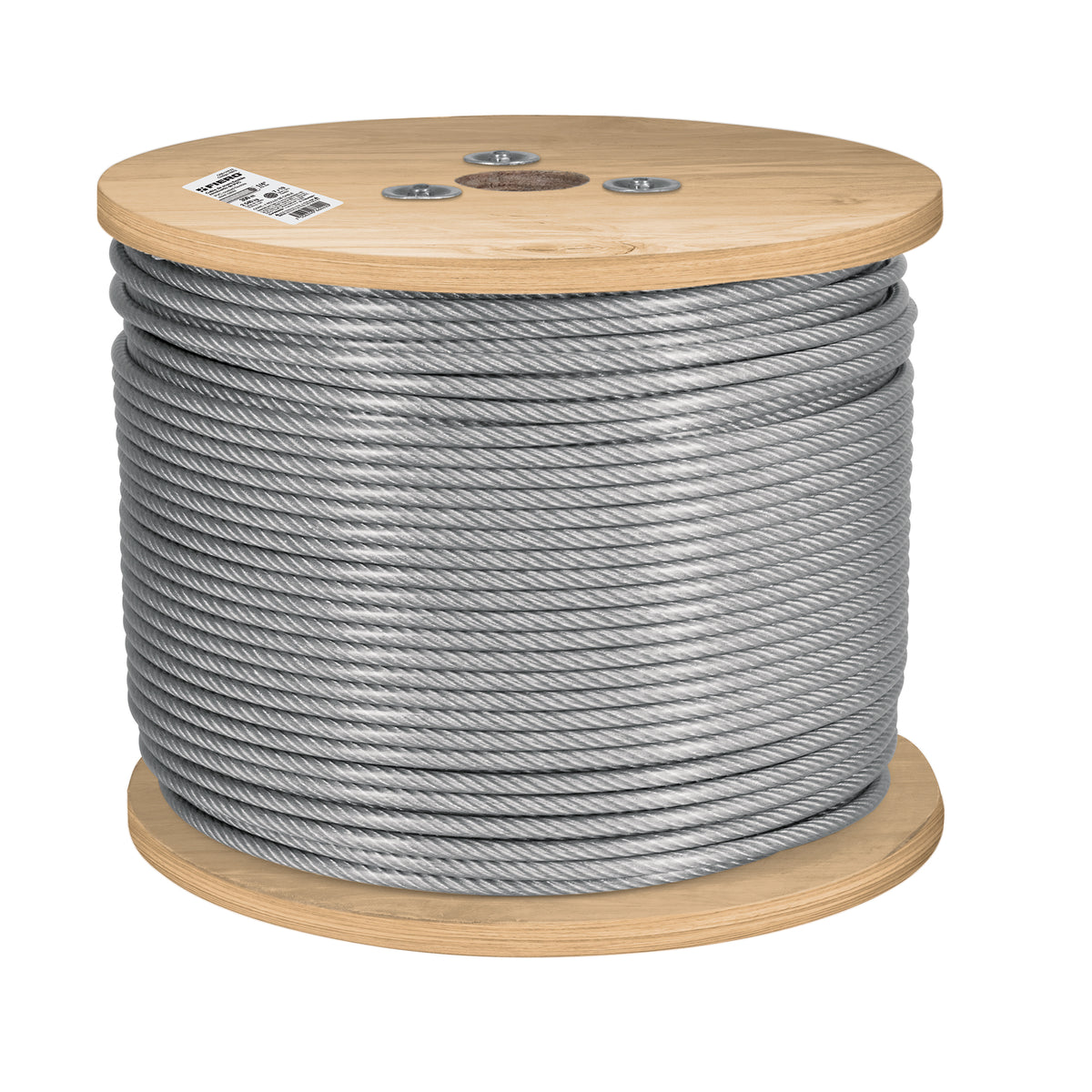 Metro de cable rígido 1/8' acero 7x7 recubierto PVC, 300 m