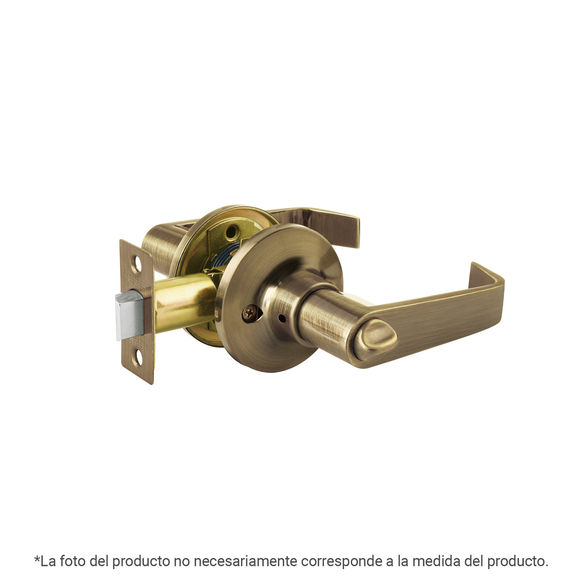 Cerradura manija 'Siena' p/recámara, latón antiguo, HERMEX