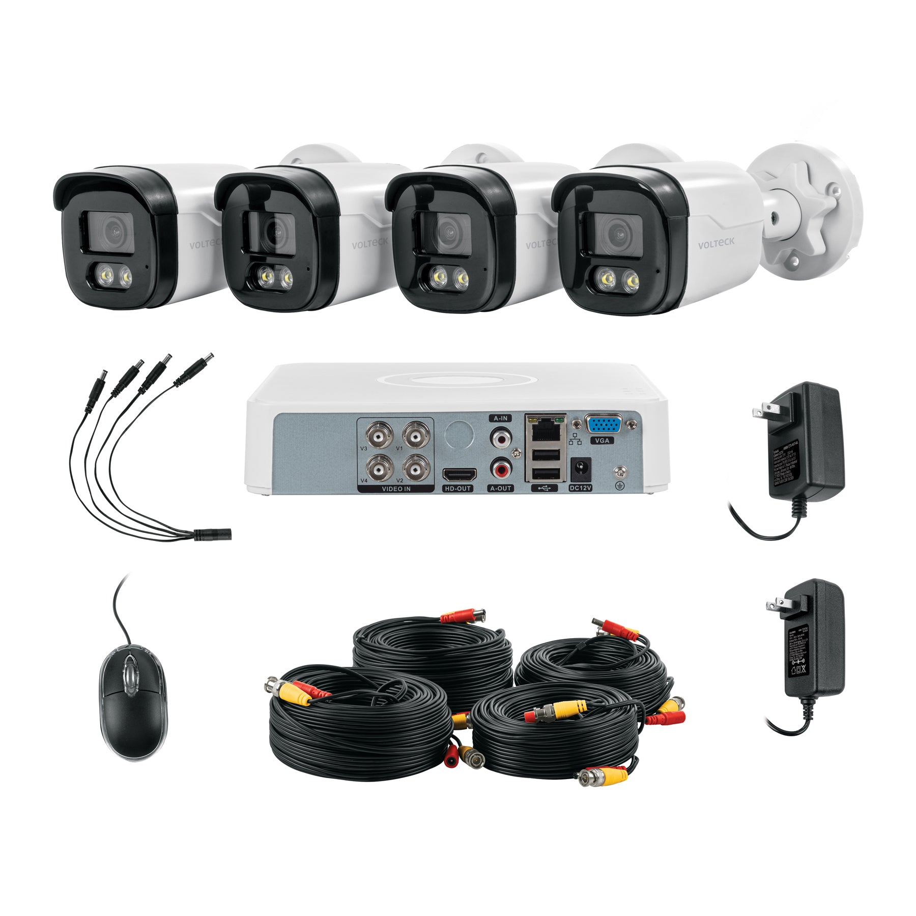 Kit video vigilancia, 4 canales, 4 cámaras, 5MP, Disco 1TB